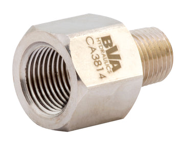 CA3814 BVA Hydraulics Fitting adapter 3/8"-18 NPTF female x 1/4"-18 NPTF male 10,000 psi