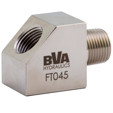 FT045 BVA Hydraulics Fitting elbow 45 dg street 3/8"-18 NPTF male x 3/8"18 NPTF female 10,000 psi