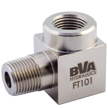 FT101 BVA Hydraulics Fitting elbow 90 dg street 3/8"-18 NPTF male x 3/8"18 NPTF female 10,000 psi