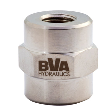 FT102 BVA Hydraulics Fitting coupling reducing 1/4"-18 NPTF x 3/8"-18 NPTF 10,000 psi