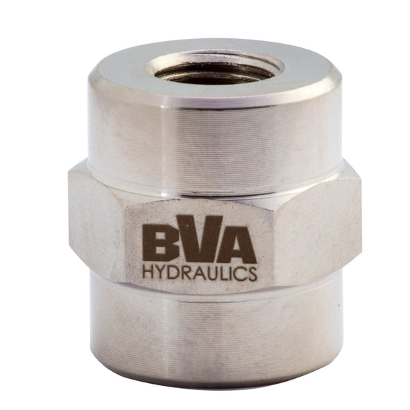 FT102 BVA Hydraulics Fitting coupling reducing 1/4"-18 NPTF x 3/8"-18 NPTF 10,000 psi