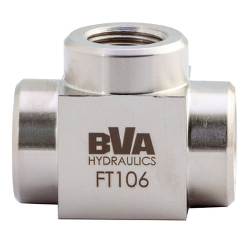 FT106 BVA Hydraulics Fitting tee 3/8"-18 NPTF 10,000 psi