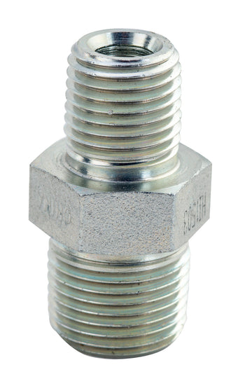 FT124 BVA Hydraulics Fitting hex nipple 1/4"-18 NPTF male x 3/8"-18 NPTF male 10,000 psi