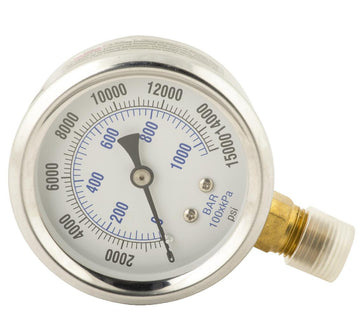 GD4014 BVA Hydraulics Gauge pressure 4" face dry 0-10,000 psi 1/4"-18 NPTF