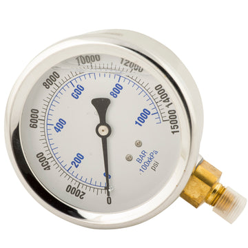 GW4014 BVA Hydraulics Gauge pressure 4" face glycerin filled 0-15,000 psi 1/4"-18 NPTF