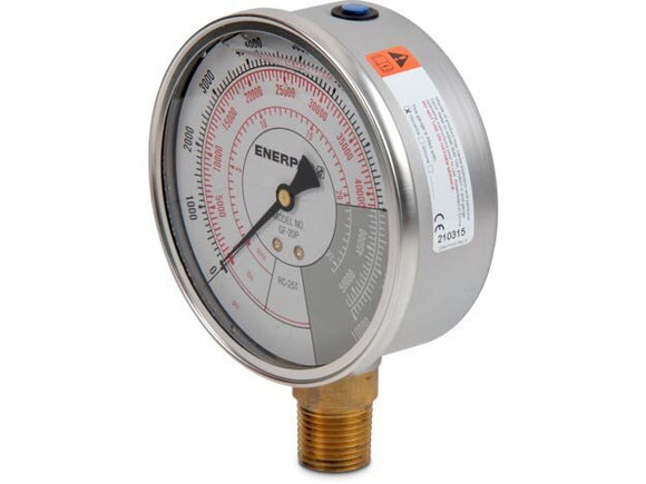GF20P 10,000 psi Hydraulic Force and Pressure Gauge, Imperial Scale, for use with 25 Ton Cylinders