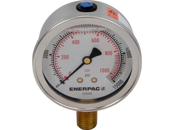G2536L Hydraulic Pressure Gauge, 2.50 in. Face, Lower Mount, Glycerine Filled, 15,000 maximum psi